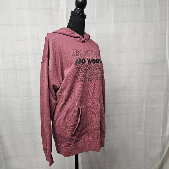 Arizona Jean Co Mauve Distressed Smiley Face Happiness Grunge Rave Hoodie M - Picture 3 of 16